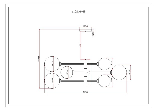 Подвесная люстра Moderli Molecule V10840-6P Фото № 2