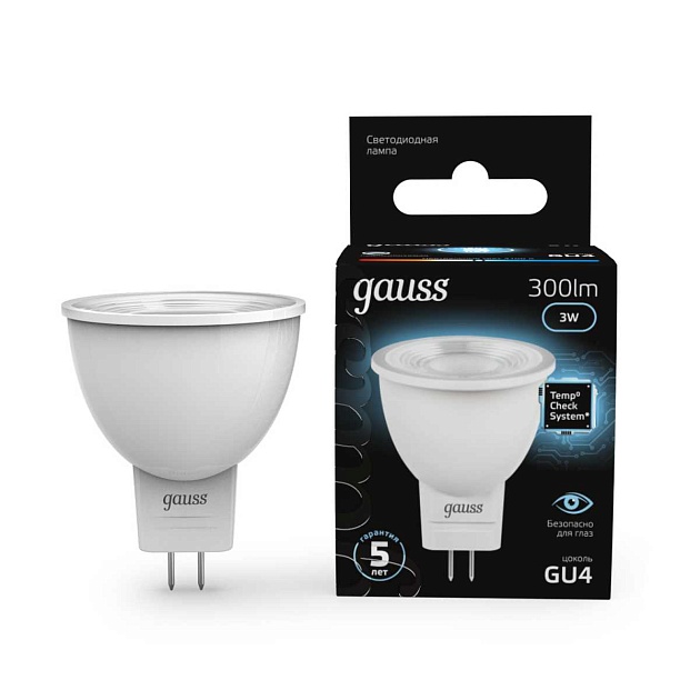 Лампа светодиодная Gauss GU4 3W 4100K матовая 132517203 Фото № 5
