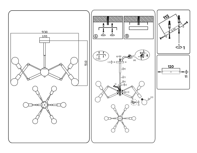 Подвесная люстра Ambrella light Traditional Loft TR80485 изображение 7 Подвесная люстра Ambrella light Traditional Loft TR80485 Фото № 7
