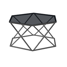 Журнальный стол Stool Group Круз 93*80 стекло черный/сталь тёмный хром УТ000036337