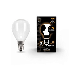 Лампа светодиодная филаментная диммируемая Gauss E14 9W 3000К матовая 105201109-D