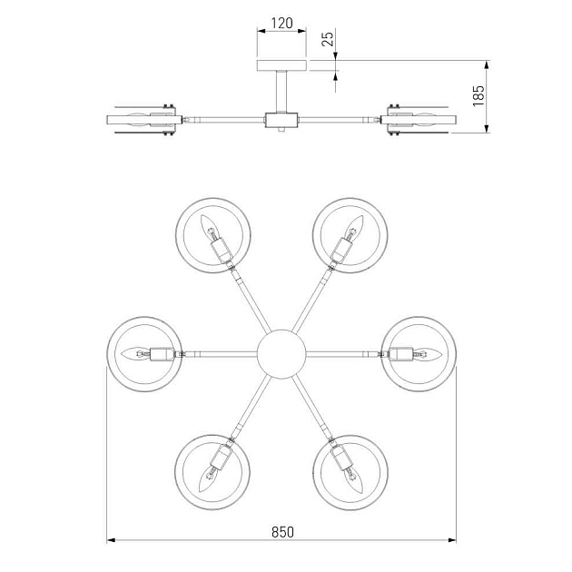 Потолочная люстра Eurosvet Gallo 70121/6 черный Фото № 3
