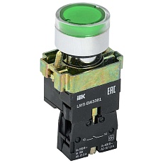 Кнопка управления LAY5-BW3361 с подсветкой зеленый 1з IEK BBT50-BW-K06