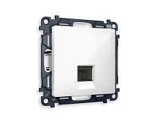 Комплект механизма телефонной розетки AMBRELLA VOLT ALFA Белый глянец RJ-11(4P4C) с шторкой QUANT (AP1120, VM190) MA112030