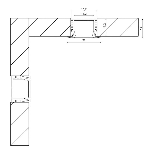 Встраиваемый профиль с рассеивателем SWG RC-2212 002452 изображение 2 Встраиваемый профиль с рассеивателем SWG RC-2212 002452 Фото № 2