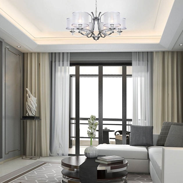 Подвесная люстра Eurosvet Fabiola 60124/6 хром Smart изображение 2 Подвесная люстра Eurosvet Fabiola 60124/6 хром Smart Фото № 2