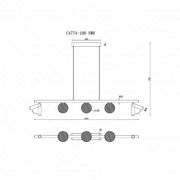 Подвесная светодиодная люстра iLedex Telescope C4774-100 SWH Фото № 2