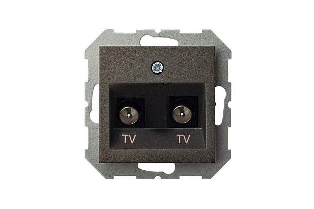 ТВ-розетка двойная оконечная Liregus Epsilon антрацит 28-1133 Фото № 2