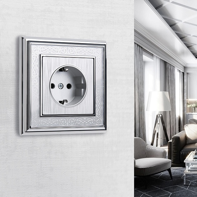 Розетка с заземлением Werkel cеребряный рифленый W1171009 4690389159701 изображение 5 Розетка с заземлением Werkel cеребряный рифленый W1171009 4690389159701 Фото № 5