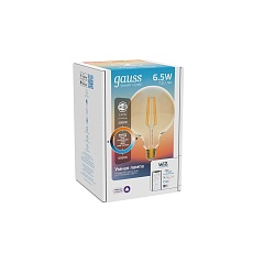 Лампа светодиодная диммируемая филаментная Gauss Smart Home Filament E27 6,5W 2000-5500K золотистая 1340112 4