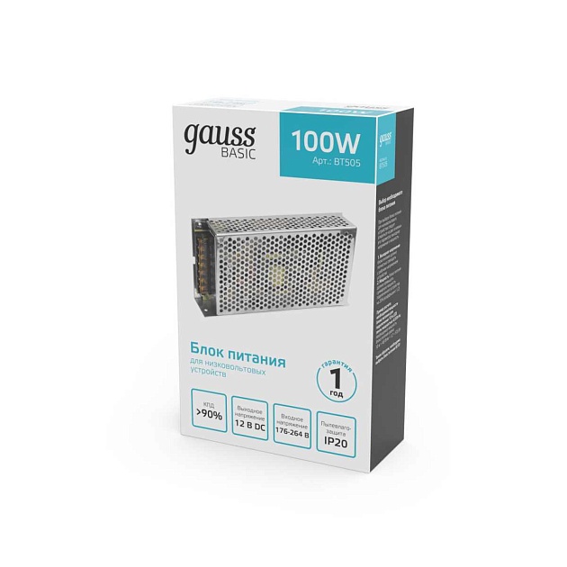 Блок питания Gauss 100W 12V IP20 BT505 изображение 5 Блок питания Gauss 100W 12V IP20 BT505 Фото № 5