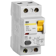 Выключатель дифференциальный (УЗО) ВД1-63 2Р 63А 30мА IEK MDV10-2-063-030