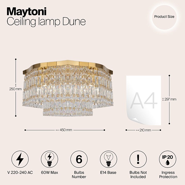 Потолочная люстра Maytoni Dune DIA005CL-06G Фото № 2