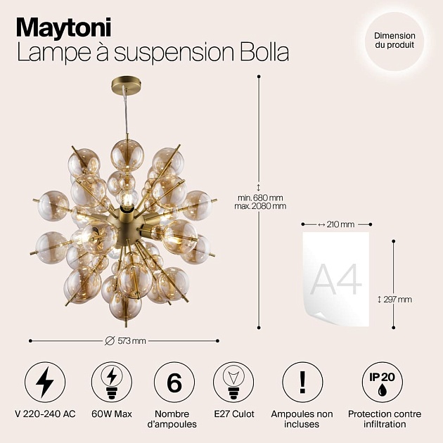 Подвесная люстра Maytoni Bolla MOD133PL-06BS Фото № 2