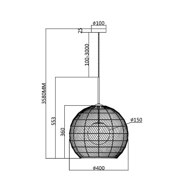Подвесной светильник Maytoni Cane MOD204PL-01B Фото № 5