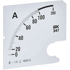Шкала сменная для амперметра Э47 100/5А класс точности 1,5 96х96мм IEK IPA20D-SC-0100