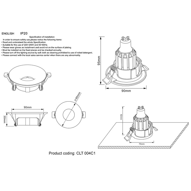 Встраиваемый светильник Crystal Lux CLT 004C1 GO Фото № 2