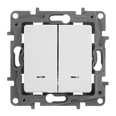 Переключатель двухклавишный Legrand Etika 10A 250V с подсветкой белый 672216 1