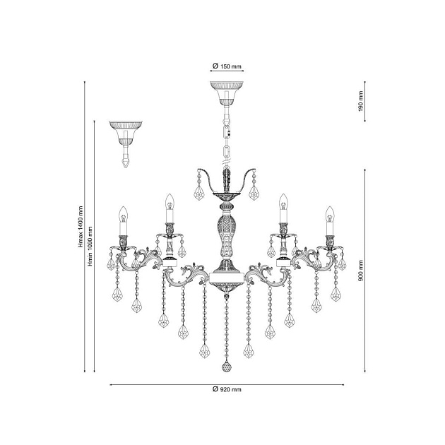 Подвесная люстра Lucia Tucci Barletta 122.12.6 Antique изображение 2 Подвесная люстра Lucia Tucci Barletta 122.12.6 Antique Фото № 2