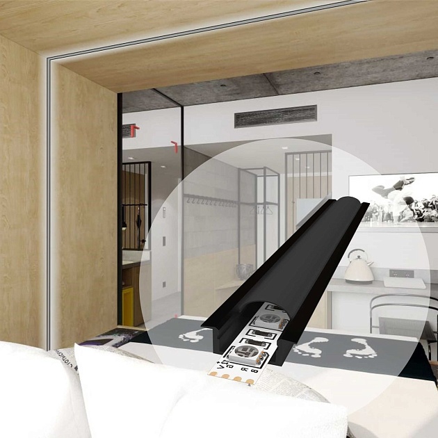 Профиль встраиваемый с рассеивателем черный 2м. Apeyron 08-02-Ч Фото № 8