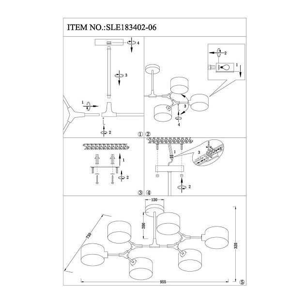 Потолочная люстра Evoluce Gimento SLE183402-06 изображение 2 Потолочная люстра Evoluce Gimento SLE183402-06 Фото № 2