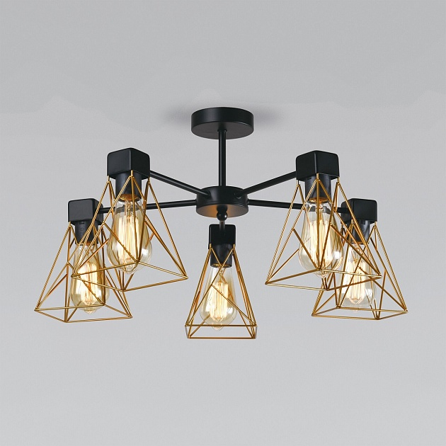 Потолочная люстра Eurosvet Trappola 70107/5 черный/латунь изображение 1 Потолочная люстра Eurosvet Trappola 70107/5 черный/латунь Фото № 1