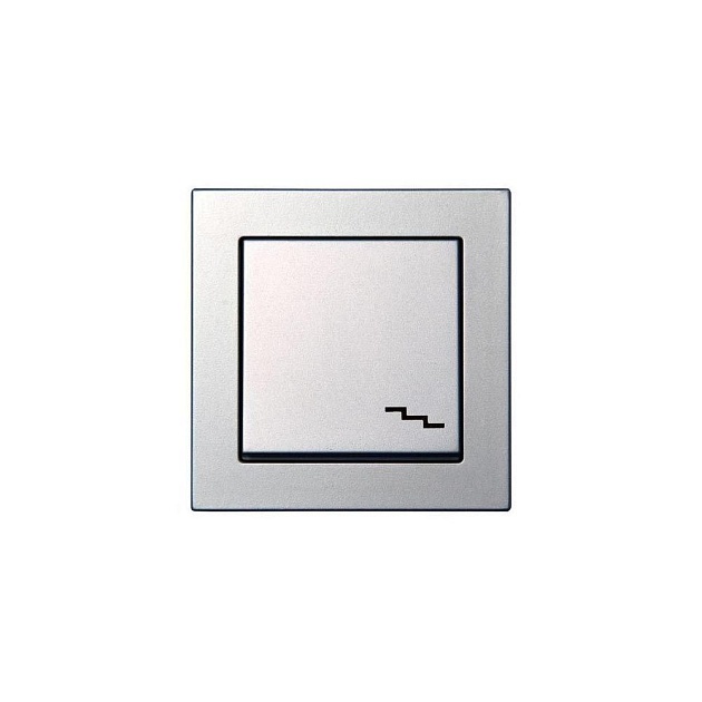 Переключатель одноклавишный Liregus Epsilon серебро 28-177 Фото № 1