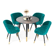 Обеденная группа Sheffilton SHT-DS220 мрам.прем.тем./альп.берюз./чер. муар/зол 8650274101