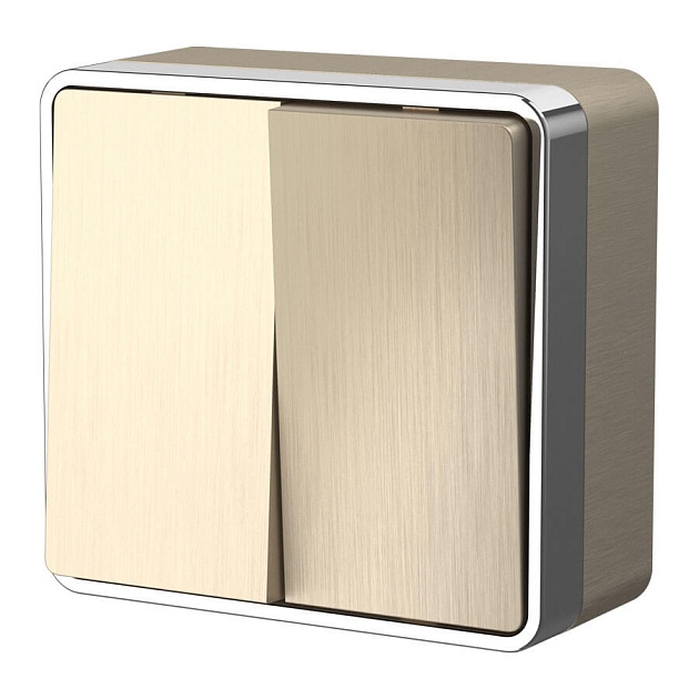 Выключатель двухклавишный Werkel Gallant шампань рифленый W5020010 4690389164149 Фото № 1