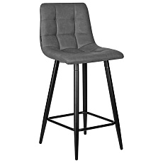 Стул полубарный DOBRIN OLIVIA (черные матовые ножки, серая антрацитовая винтажная экокожа (RU-08)) 8078-1-LML OLIVIA