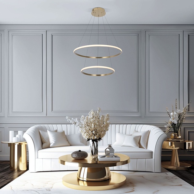 Подвесной светодиодный светильник Eurosvet Collars 90264/2 латунь Фото № 3