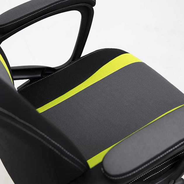 Игровое кресло AksHome Flaviy черный/серый/салатовый, ткань 86377 Фото № 6