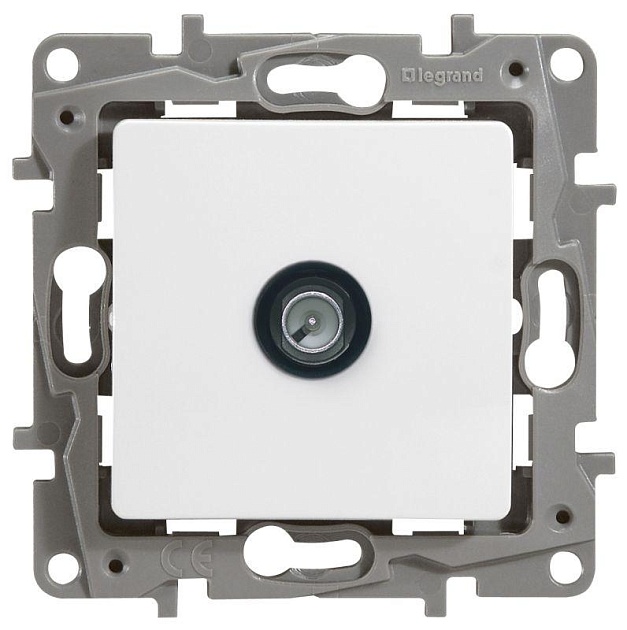 ТВ-розетка проходная Legrand Etika белая 672263 Фото № 1