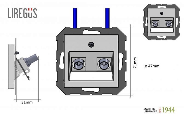 ТВ-розетка двойная оконечная Liregus Epsilon шампань 28-3145 изображение 2 ТВ-розетка двойная оконечная Liregus Epsilon шампань 28-3145 Фото № 2