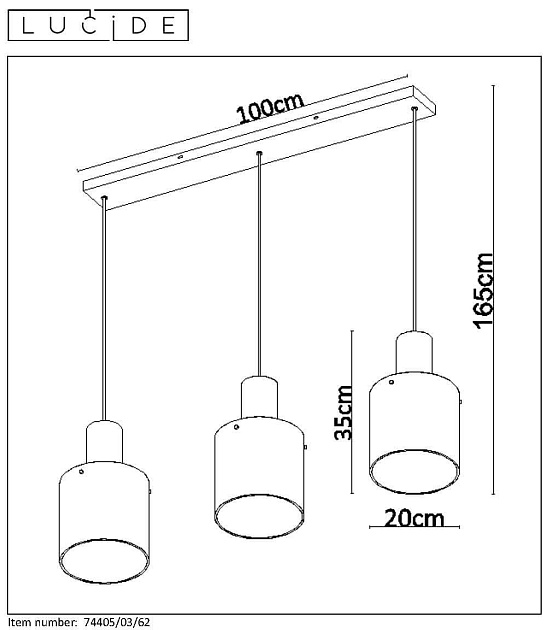 Подвесной светильник Lucide Toledo 74405/03/62 Фото № 7