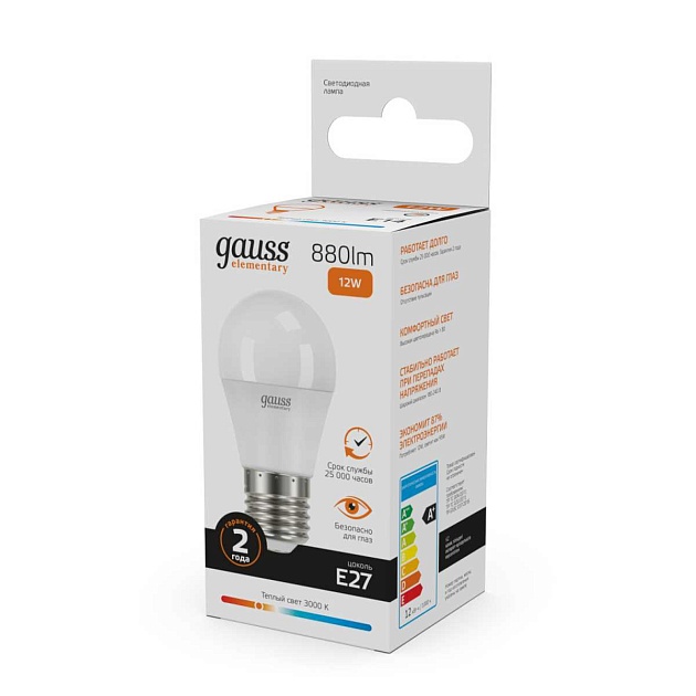 Лампа светодиодная Gauss E27 12W 3000K матовая 53212 изображение 2 Лампа светодиодная Gauss E27 12W 3000K матовая 53212 Фото № 2