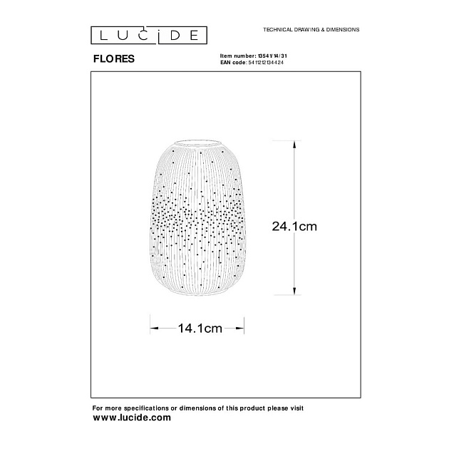 Настольная лампа Lucide FLORES 13541/14/31 изображение 2 Настольная лампа Lucide FLORES 13541/14/31 Фото № 2