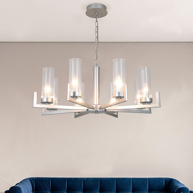 Подвесная люстра Eurosvet Arganie 60133/8 серебро изображение 7 Подвесная люстра Eurosvet Arganie 60133/8 серебро Фото № 7