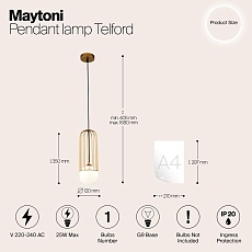 Подвесной светильник Maytoni Telford P361PL-01G 1