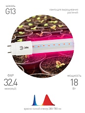 Лампа светодиодная для растений ЭРА G13 18W 1200K прозрачная Fito-18W-RB-Т8-G13-NL Б0042990 2