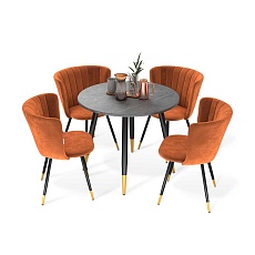 Обеденная группа Sheffilton SHT-DS188 мрам.прем.темн./песч. буря/черн.муар/зол 6432866801