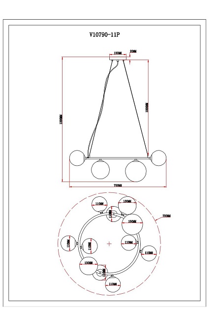 Подвесная люстра Moderli Renny V10790-11P Фото № 2