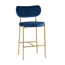 Полубарный стул Stool Group Барбара велюр синий золотые ножки CC-09006A HLR-64