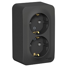 Розетка двойная 2К+З Systeme Electric Blanca 16A 250V антрацит BLNRA010206