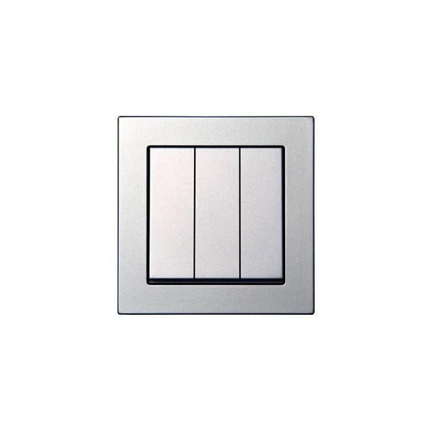 Выключатель трехклавишный Liregus Epsilon серебро 28-174 Фото № 1