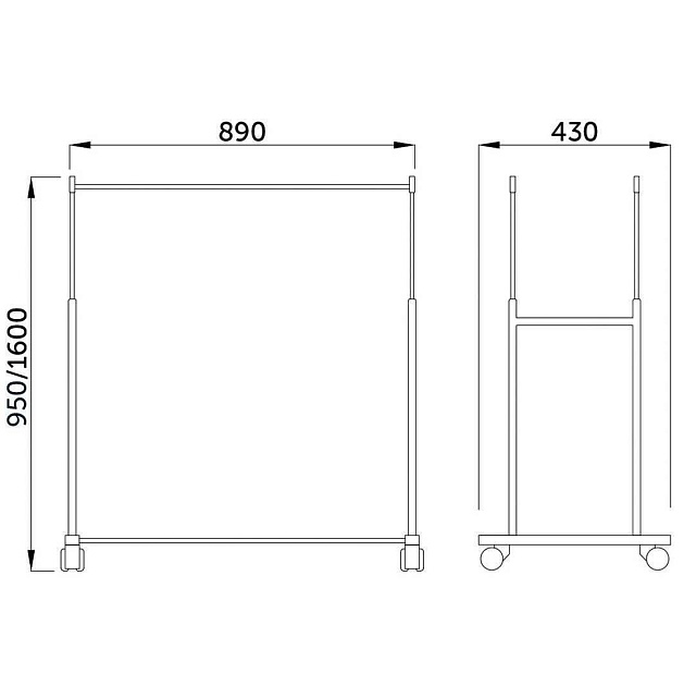 Гардеробная вешалка AksHome Diana на колесах, хром, металл 62180 Фото № 2