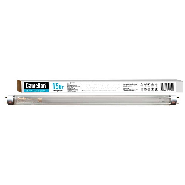 Лампа бактерицидная Camelion 15W FT8 15W UVC 14380 изображение 1 Лампа бактерицидная Camelion 15W FT8 15W UVC 14380 Фото № 1