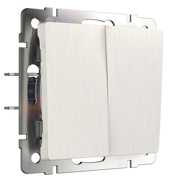 Выключатель двухклавишный проходной Werkel перламутровый рифленый W1122013 4690389160950 Фото № 1