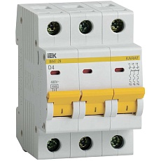 KARAT Автоматический выключатель ВА47-29 3P D 4А 4,5кА IEK MVA20-3-004-D