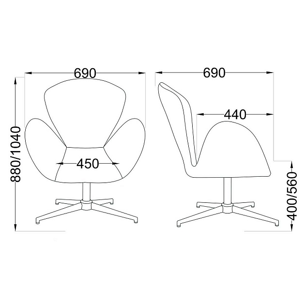 Поворотное кресло AksHome Toronto серый, велюр 71552 Фото № 2